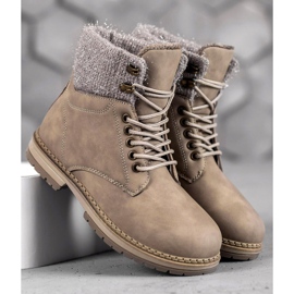 SHELOVET Trappeurs à paillettes beige 1