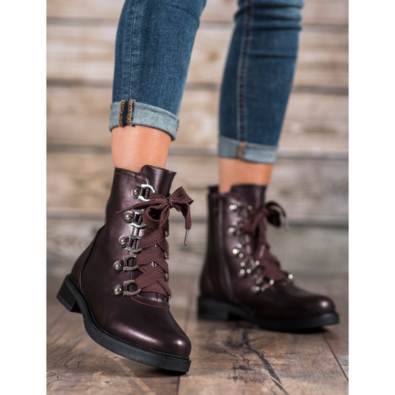 SHELOVET Bottes à lacets rouge multicolore 1