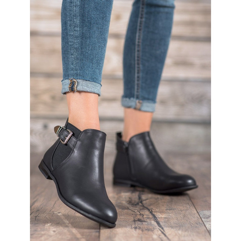 Sixth Sense Bottes en cuir écologique avec boucle noir 1