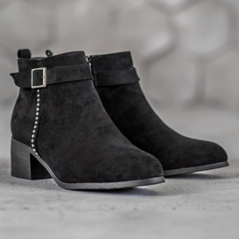 SHELOVET Bottines à talons en daim le noir 3
