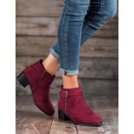 SHELOVET Bottines à talons en daim rouge 5