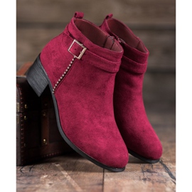 SHELOVET Bottines à talons en daim rouge 2