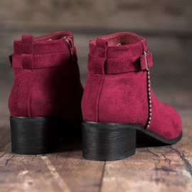 SHELOVET Bottines à talons en daim rouge 3