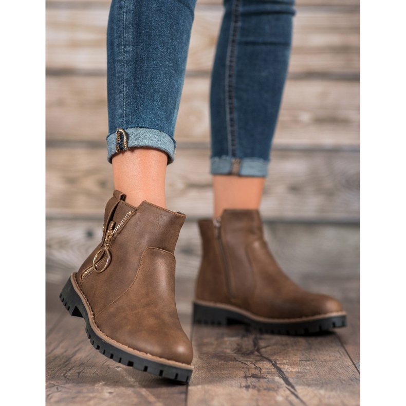 Jumex Bottes avec fermeture éclair décorative brun 2