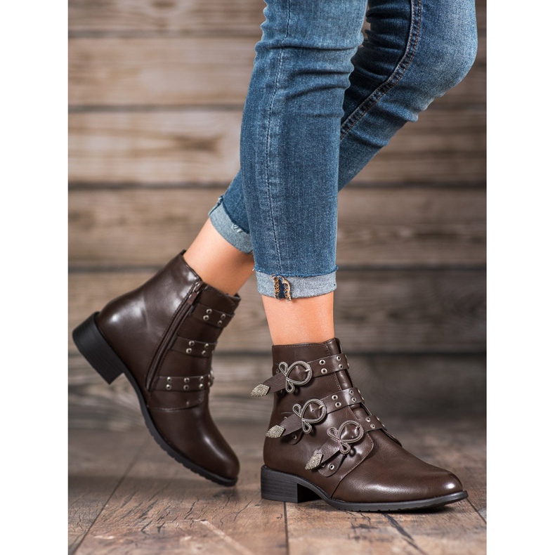 Anesia Paris Bottes marron à boucles brun 2