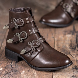 Anesia Paris Bottes marron à boucles brun 1