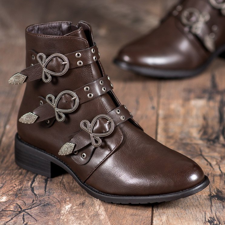 Anesia Paris Bottes marron à boucles brun 1