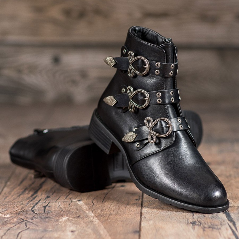 Anesia Paris Bottes noires à boucles 1