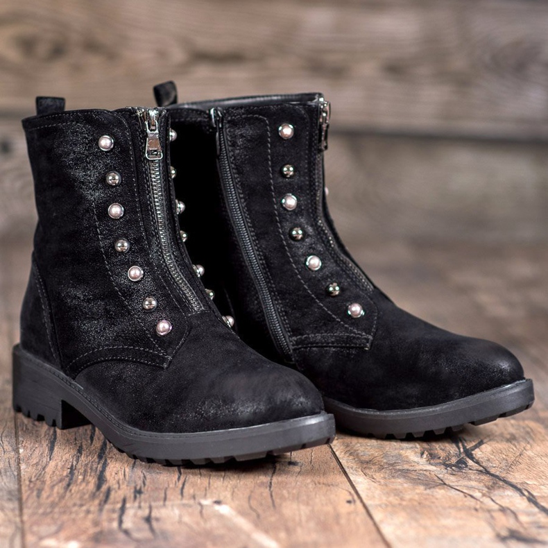 S. BARSKI Bottes hautes avec perles noir 1