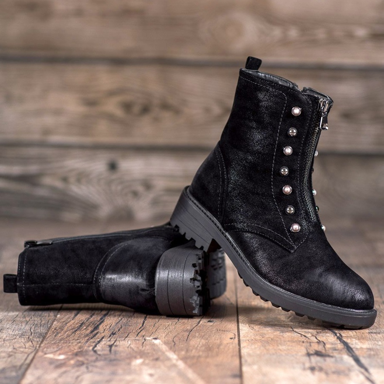S. BARSKI Bottes hautes avec perles noir 2