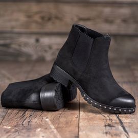 S. BARSKI Bottines Chelsea en daim le noir 2