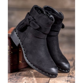 S. BARSKI Bottines en daim à nœud le noir 2