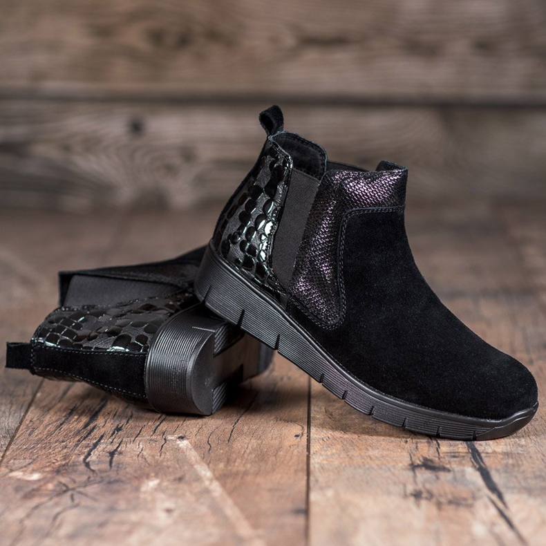 SHELOVET Bottines à enfiler pour femmes noir 1