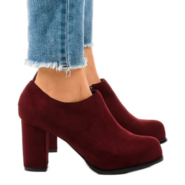 Bottines en daim marron avec une fermeture éclair JM-9 rouge 2