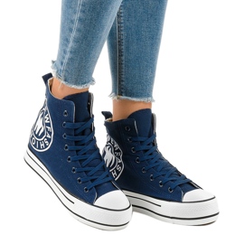 Baskets compensées bleu marine W08 1