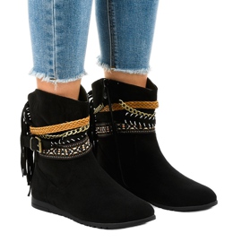 Boots en daim noir à franges T88 le noir 1