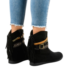 Boots en daim noir à franges T88 le noir 3