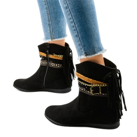 Boots en daim noir à franges T88 le noir 4