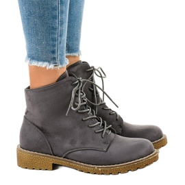 Bottines à lacets en daim gris HJ99-103 2