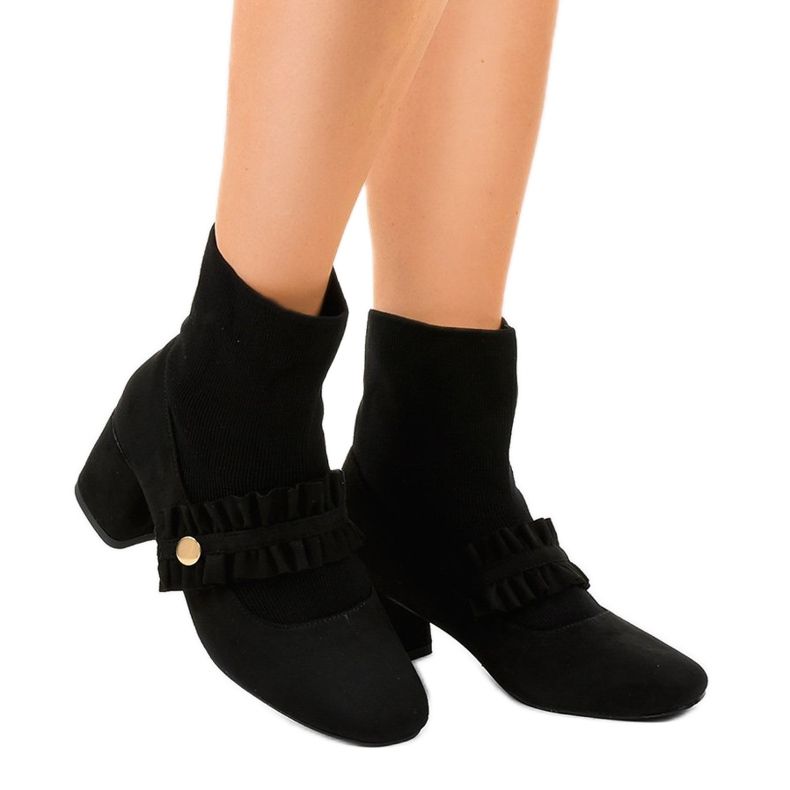 Escarpins en velours noir sur le poteau JM8118Y le noir 1