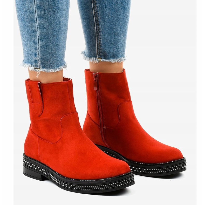 Bottines en daim rouge CH1812-2 1