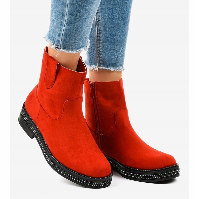 Bottines en daim rouge CH1812-2 2