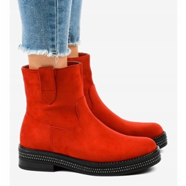 Bottines en daim rouge CH1812-2 3