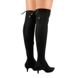 Bottines femme en daim sur une broche L6838 le noir 1