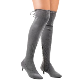 Bottines femme en daim sur une broche L6838 gris 1