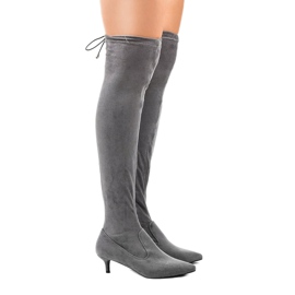 Bottines femme en daim sur une broche L6838 gris 2