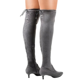 Bottines femme en daim sur une broche L6838 gris 3
