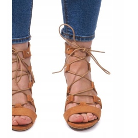 Sandales Compensées à Lacets LL-115 Camel brun 1