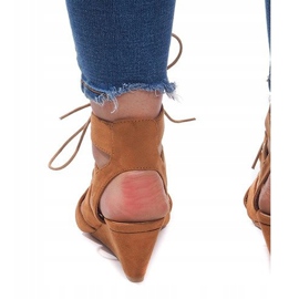 Sandales Compensées à Lacets LL-115 Camel brun 3