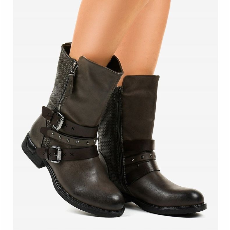 Bottes isothermes plates grises pour femmes F1803 2