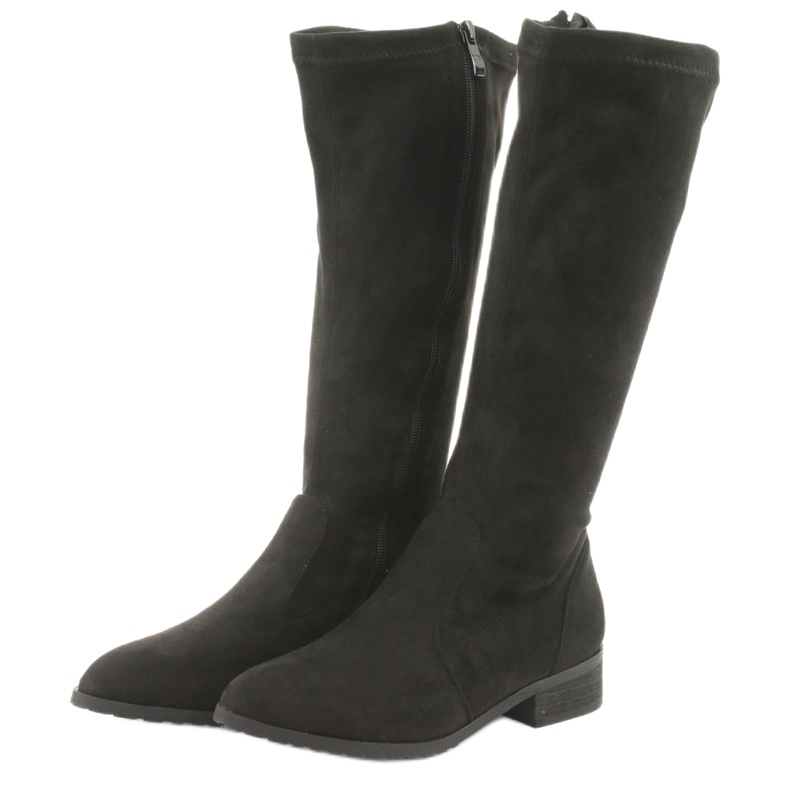 M.Daszyński Bottines stretch noires talon plat MR1602 3