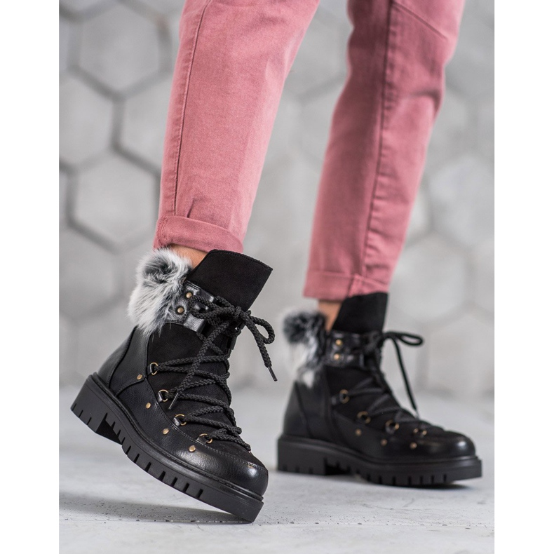 SHELOVET Bottines à enfiler pour femmes le noir 2 SHELOVET Bottines à enfiler pour femmes le noir 2