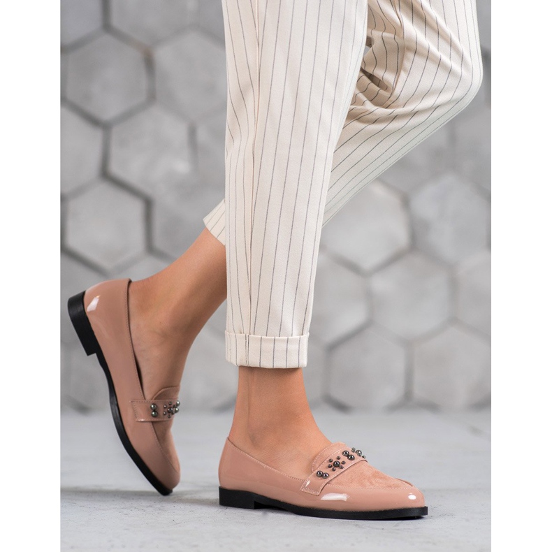 SHELOVET Mocassins laqués rose 1