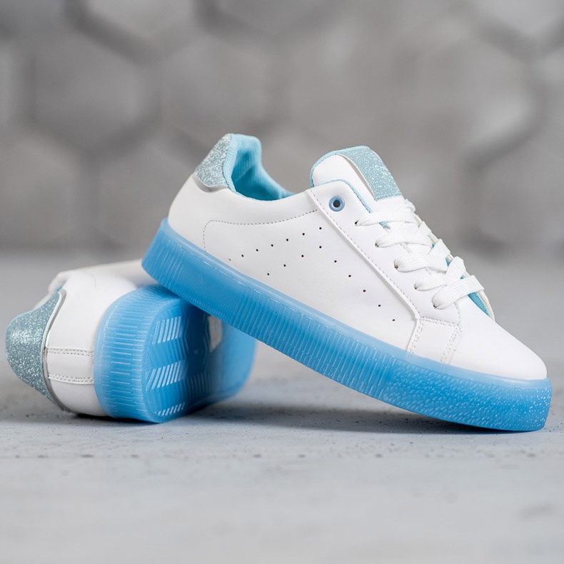 SHELOVET Chaussures de sport blanches bleu 1