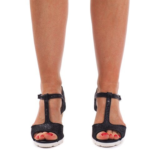 Sandales noires sur compensées YH2709 1