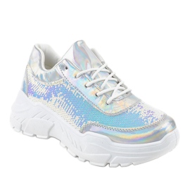 Chaussures de sport argentées à paillettes W-3118 gris 1 Chaussures de sport argentées à paillettes W-3118 gris 1