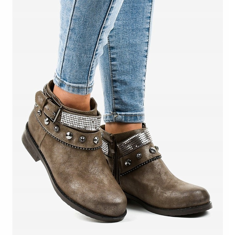 Boots marron ornées d'une fermeture éclair LL178 brun 2