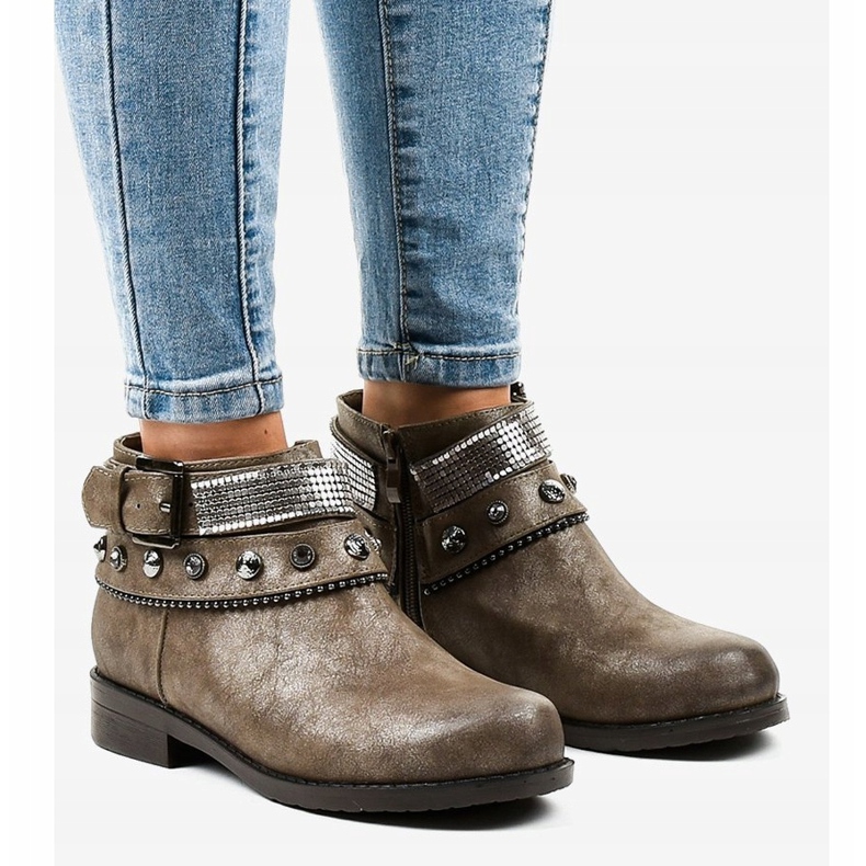 Boots marron ornées d'une fermeture éclair LL178 brun 1