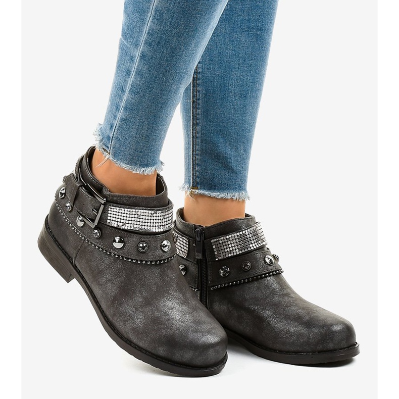 Boots grises ornées d'une fermeture éclair LL178 2