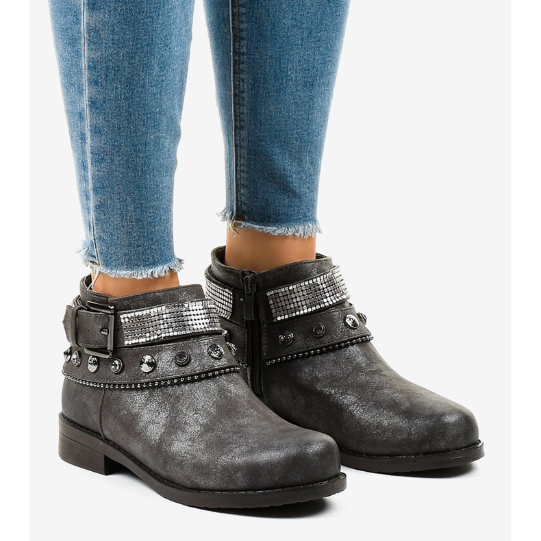 Boots grises ornées d'une fermeture éclair LL178 1