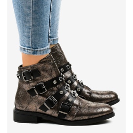 Bottines femme kaki à boucles plates HQ2366 multicolore vert 3