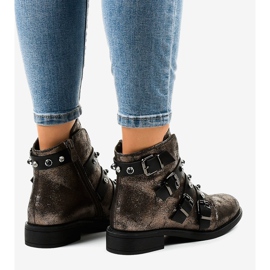 Bottines femme kaki à boucles plates HQ2366 multicolore vert 4
