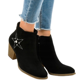 Bottines en daim noir sur le poteau étoile L88-163 le noir 1