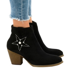 Bottines en daim noir sur le poteau étoile L88-163 le noir 2