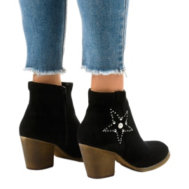 Bottines en daim noir sur le poteau étoile L88-163 le noir 3
