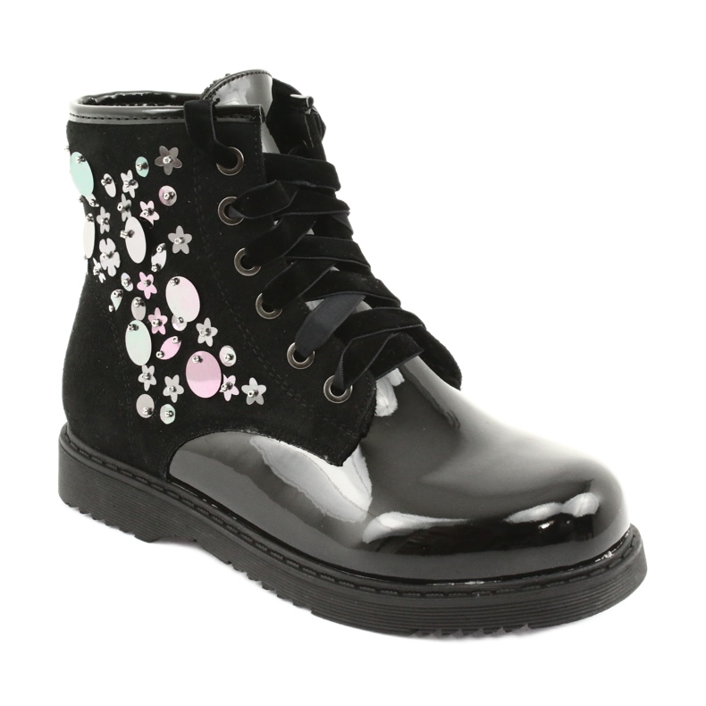 Bottines Evento 1433 à sequins laqués noir 1